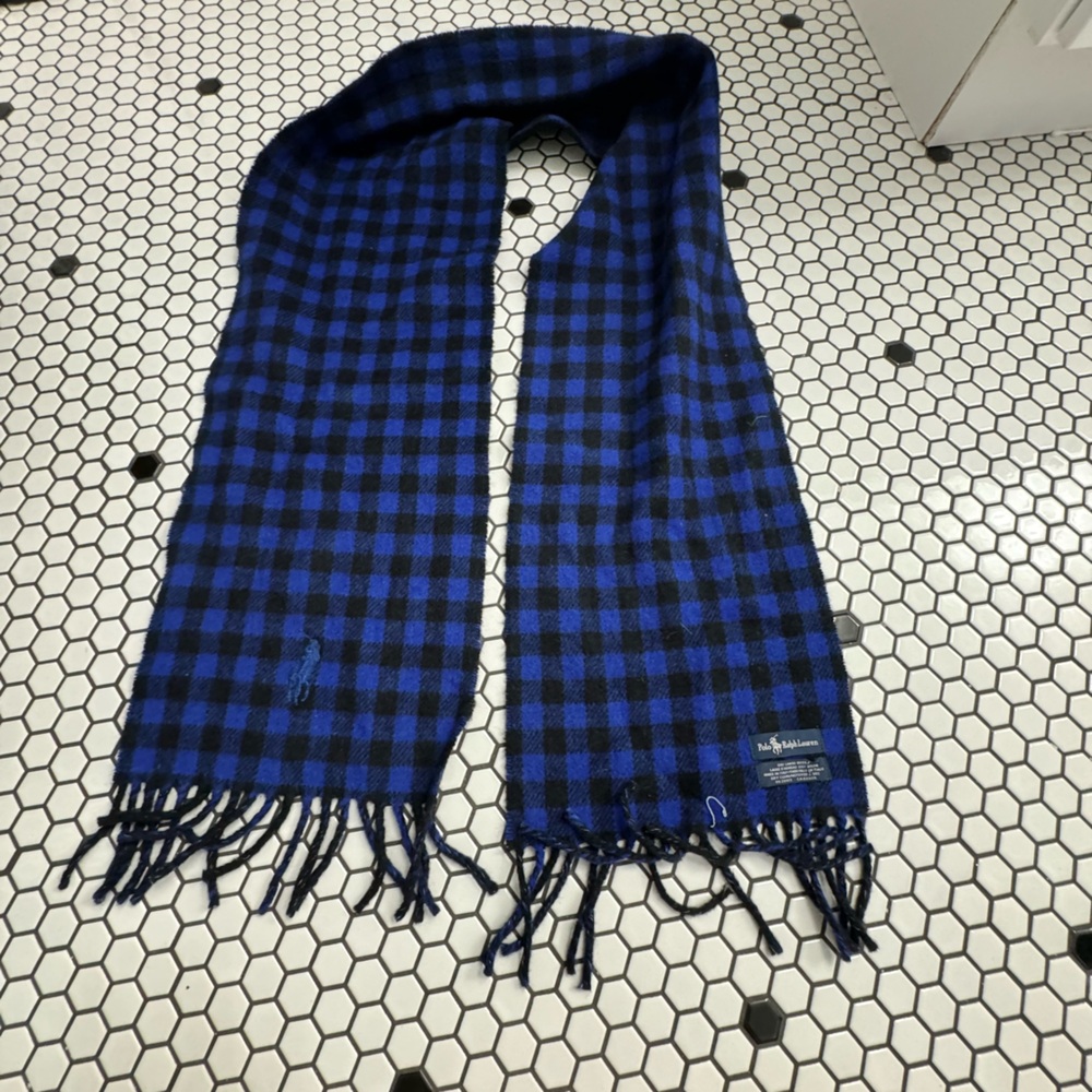 Polo Ralph Lauren lambs wool blend reversible plaid  scarf one size
